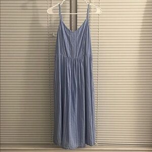 Old Navy Light Blue Striped Spaghetti Strap Maxi Dress